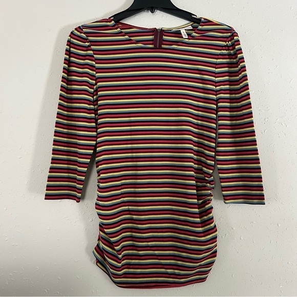 Jessica Simpson Maternity Striped Colorful Mid Sleeve Tunic Blouse XL Comfy - Picture 1 of 7